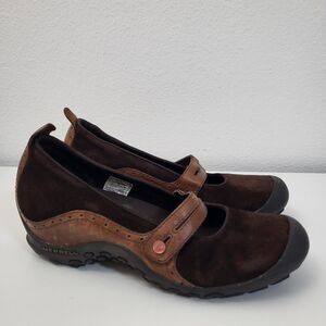 MERRELL Plaza Bandeau Womens 8.5 Espresso Brown Suede Leather Mary Jane Shoes